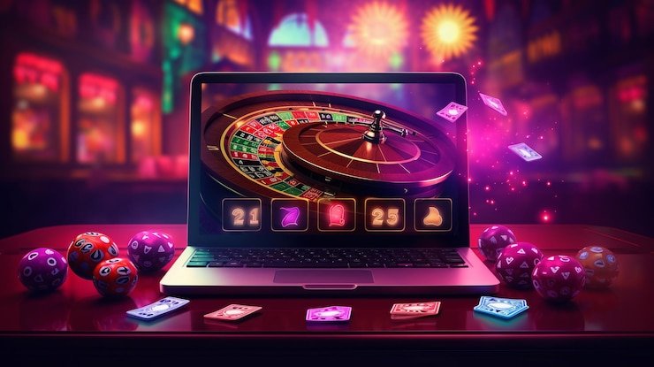 Dealer profesional mesinkoin menampilkan kartu Lightning Baccarat di studio multi-kamera